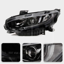 ACANII - For [Halogen Model] 2016-2020 Honda Civic Black Housing Projector Headlights Headlamps Assembly Pair Left+Right