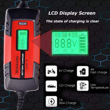 MAGLONG 6V/12V 1-4Amp Smart Automatic Battery Chargers with LCD Display/Automotive Battery Float Chargers Maintainer for Car, Motorcycle, Lawn Mower, Boat, RV, SUV, ATV, Waterproof & Eco Friendly