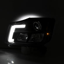 Fits 2004-2015 Titan / 04-07 Armada [C-Tube Style] LED Projector Black Headlights Left+Right Pair Set