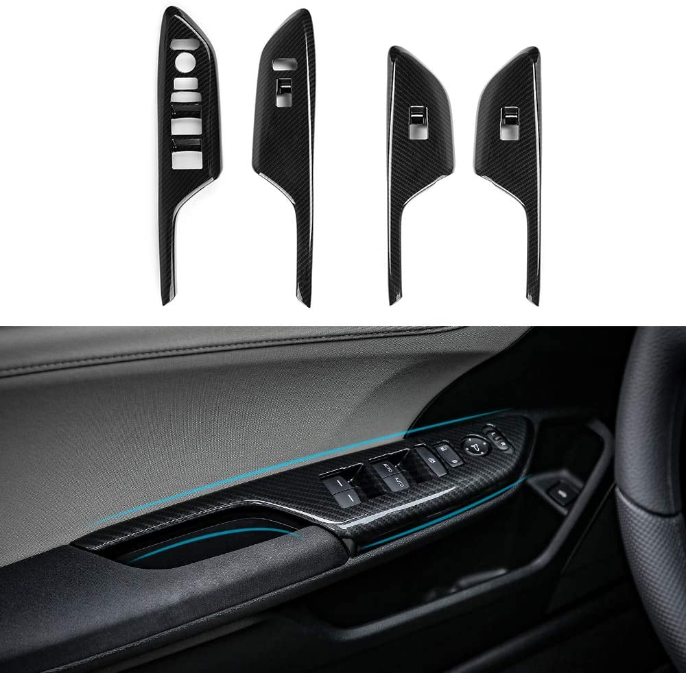 Thenice 10th Gen Civic Window Control Panel Armrest Cover ABS Carbon Fiber Style Door Lock Switch Trim for Honda Civic 2020 2019 2018 2017 2016