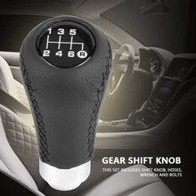Qiilu Shift Knob 6 Speed Car Gear Stick Shift Knob Head Universal Stitch PU Leather Shifter Stick Knob with 3 Hoses Adapters 8mm 10mm 12mm (Red Stitch)