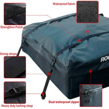 Roofmax Solid Waterproof Roof Cargo Bag Carrier - 15 Cubic Feet Fits All Cars - Heavy Duty Straps - Protective Mat - Roofmax Solid 15cf