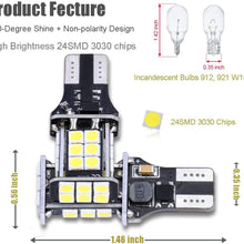 iBrightstar Newest Extremely Bright 3030 Chipsets T15 912 W16W 921 LED Bulbs Error Free For Backup Reverse Lights,Truck Cargo Lights, High Mount/3rd Brake Lights, Xenon White