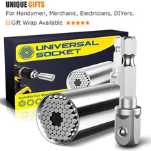 Universal Socket Gifts for Men - Multi-Function Universal Socket Wrench Sets with Power Drill Adapter,Best Unique Gadgets for Men,Handy DIY Tools for Men,Dad/Father,Husband,Boyfriend,Him(7-19mm)