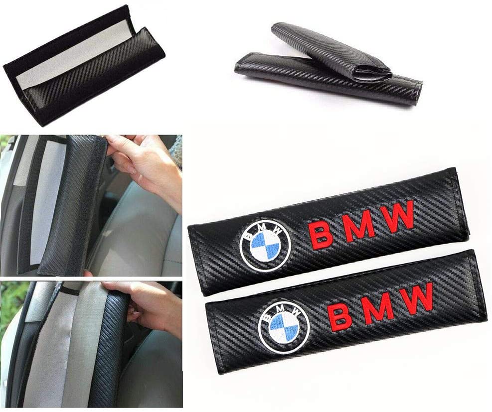 Wall Stickz car Sales 2 Pcs Car Seat Belts Covers Padding Carbon Fiber Leather Belt Shoulder Sleeve (fit BMW)