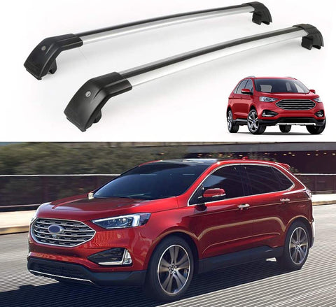 Lequer Cross Bars Crossbars Fits for Ford Edge 2015-2020 Baggage Carrier Luggage Roof Rack Rail Lockable Adjustable Silver