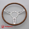 Flashpower 15'' Classic Wood Steering Wheel Riveted with Horn Button