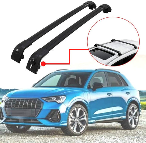 Titopena Black Cross Bars Fit for Audi Q3 2018-2021 Aluminum Cross Bar for Rooftop Cargo Carrier Bag Luggage Kayak Bike Snowboard Skiboard