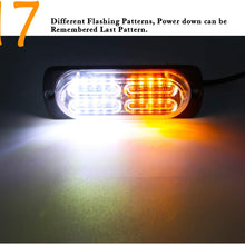 LivTee 12-24V Super Bright Emergency Warning Caution Hazard Construction Waterproof Amber Strobe Light Bar with 17 Different Flashing for Car Truck SUV Van - 4PCS (White Amber)