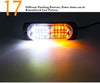 LivTee 12-24V Super Bright Emergency Warning Caution Hazard Construction Waterproof Amber Strobe Light Bar with 17 Different Flashing for Car Truck SUV Van - 4PCS (White Amber)