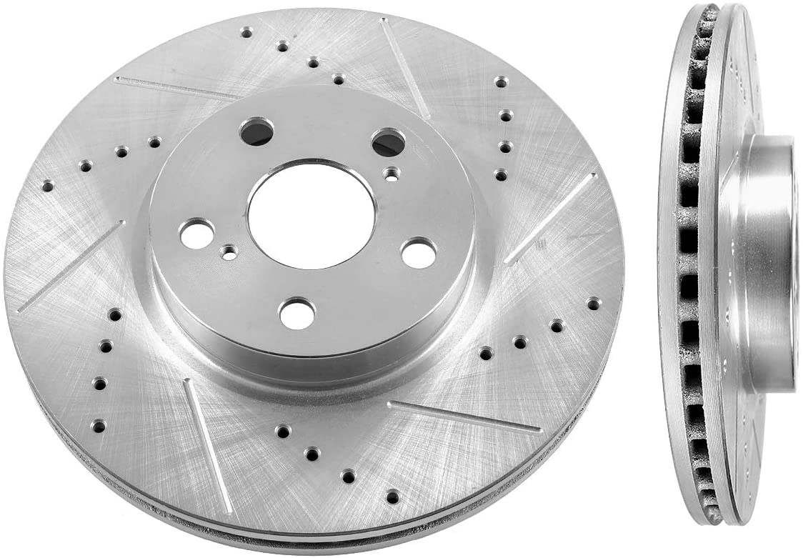 Callahan CDS02770 FRONT 275mm Drilled & Slotted 5 Lug [2] Rotors [ fit Vibe XD Toyota Corolla Matrix ]