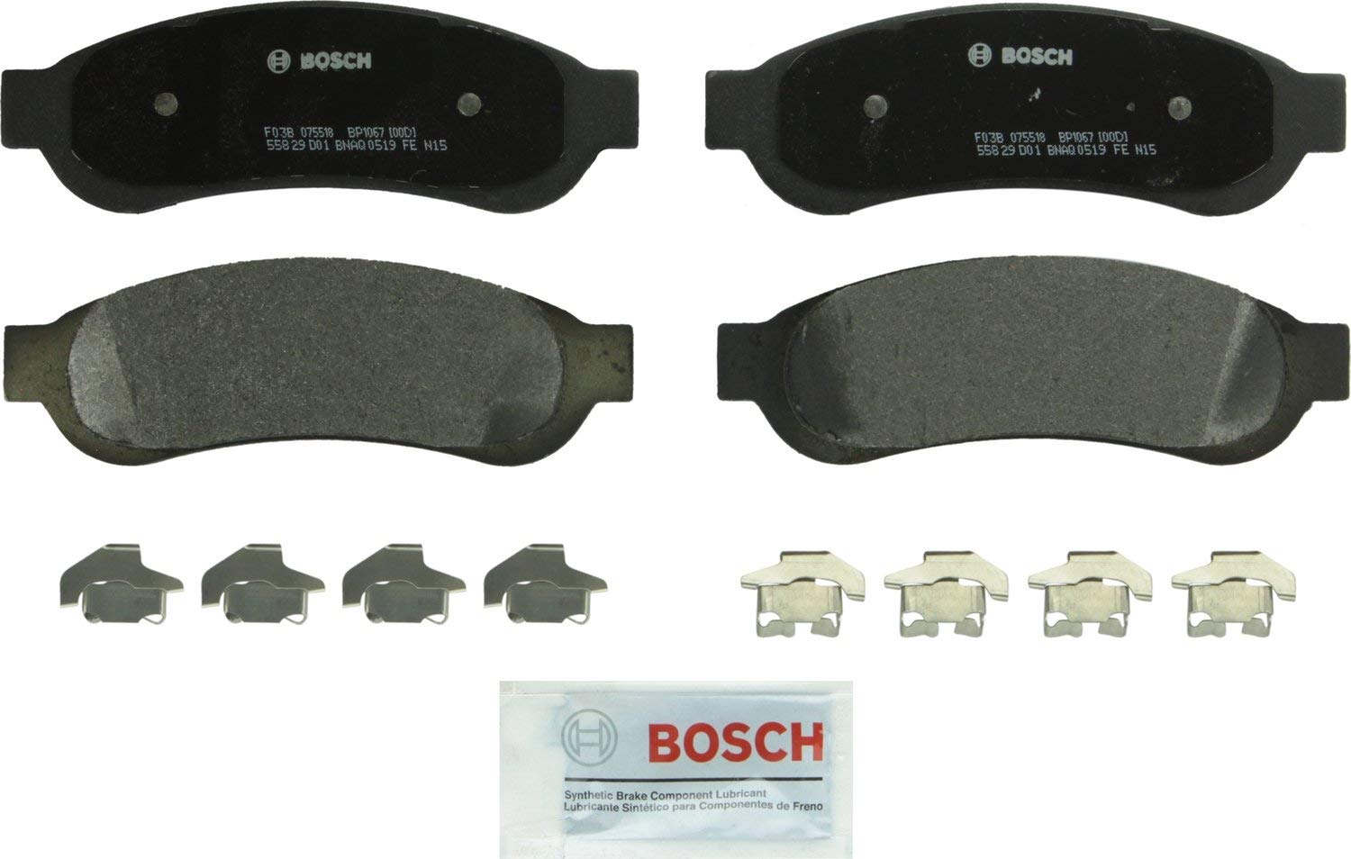 Bosch BP1067 QuietCast Premium Semi-Metallic Disc Brake Pad Set For Ford: 2008-2009 F-250 Super Duty, 2005-2009 F-350 Super Duty; Rear