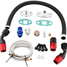 Qii lu Turbo Oil Feed Return Line Kit, AN10 Fitting Adapter Flange for T3 T4 GT35 T70 T66