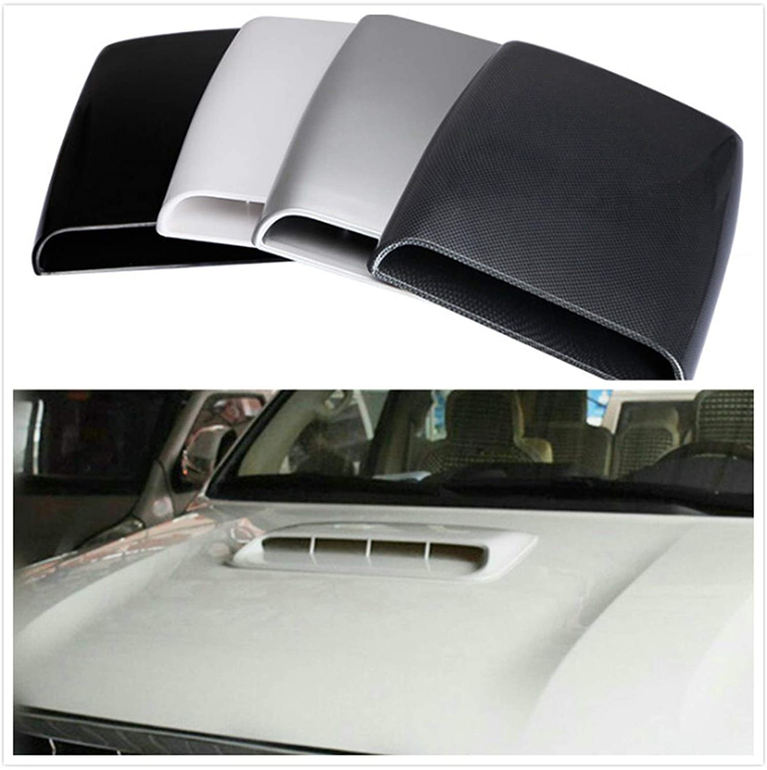 Universal Car Decorative Air Flow Intake Hood Scoop Vent Bonnet Cover Carbon Fibre Hood Scoop (Color : Black)