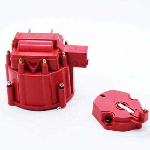 GSKMOTOR Performance Red Male HEI Distributor Cap & Rotor Replacement Kits Fits for SBC BBC 305 350 454