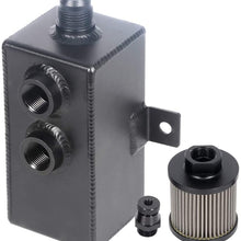 SCITOO Black Polish Baffled Universal Aluminum 1000ML Car Truck Oil Catch Can Reservoir Tank Kit with Breather Filter