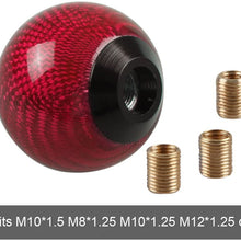 RYANSTAR Universal Shift Knob Gear Shifter Knobs with 3 Adapters Shifter Level Stick Carbon Fiber Style Round Ball Red