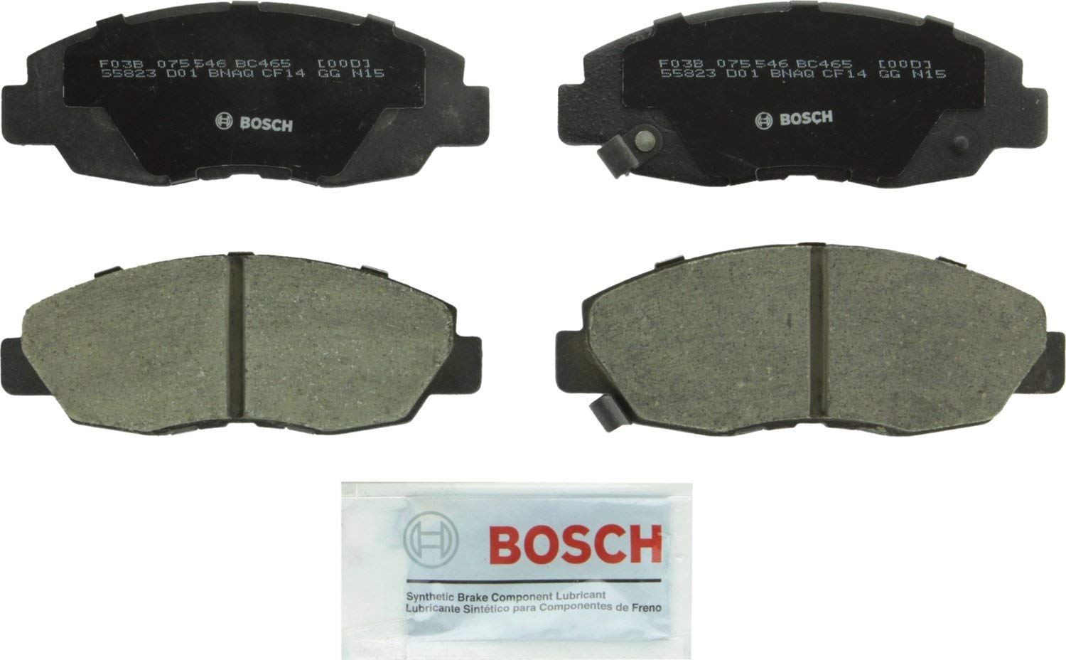 Bosch BC465 QuietCast Premium Ceramic Disc Brake Pad Set For 1997-1999 Acura CL and 1990-1997 Honda Accord; Front