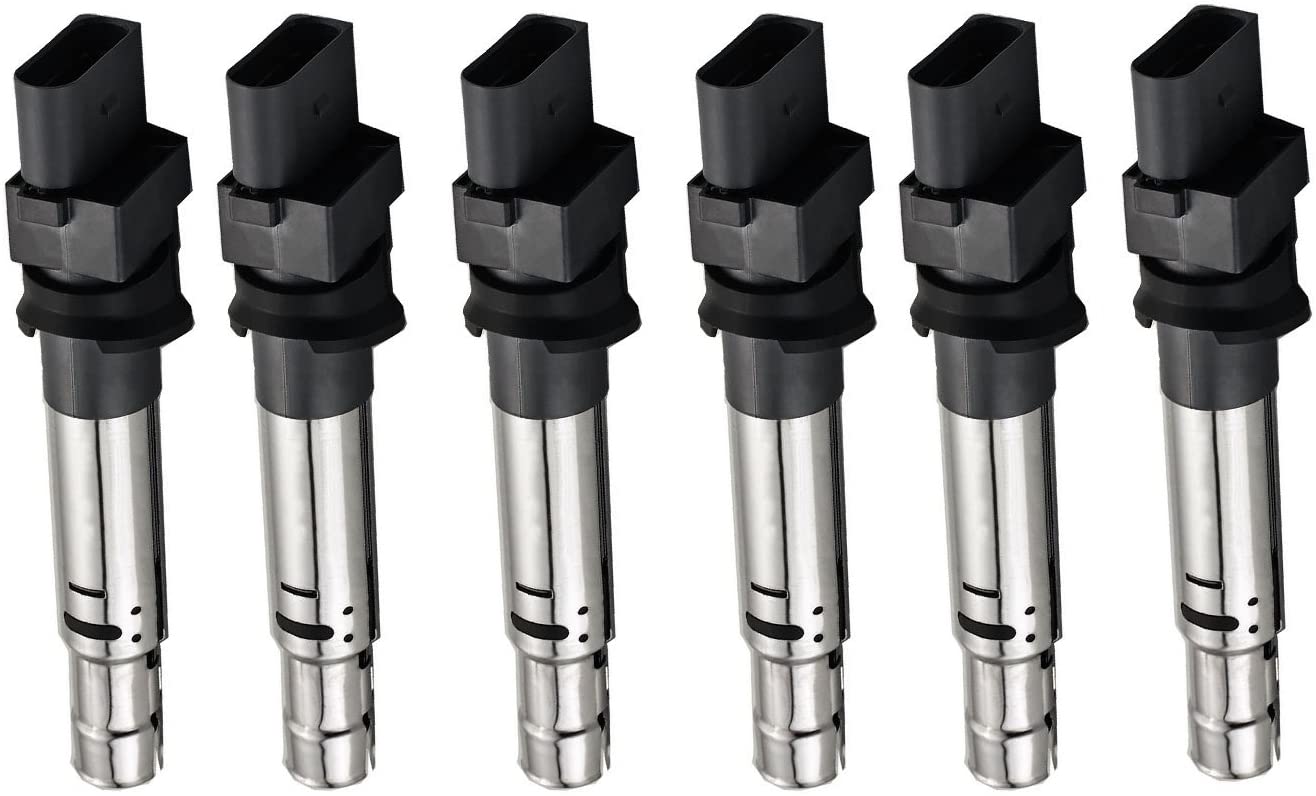 ENA Pack of 6 Ignition Coils Compatible with Audi - TT QUATTRO A3 - Volkswagen - EOS GOLF PASSAT TOUAREG - Porsche - CAYENNE C1466 UF531 (6)