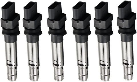 ENA Pack of 6 Ignition Coils Compatible with Audi - TT QUATTRO A3 - Volkswagen - EOS GOLF PASSAT TOUAREG - Porsche - CAYENNE C1466 UF531