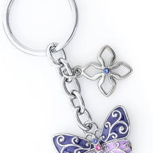 Baron-Jewelry Butterfly Key Chain Beautifully Embellished with Clear Swarovski Crystals - Blue/Green and Black