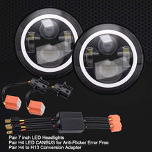 4XBEAM 7"Inch Halo LED Headlights W/ 4" Fog Lights /Smoke Lens Yellow LED Turn Signal Light for 2007-2018 Jeep Wrangler JK