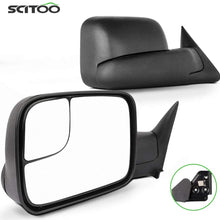 SCITOO Towing Mirrors Pair Set Manual Black Side View Mirrors fit 94-01 for Dodge for Ram 1500 94-02 for Ram 2500 3500 Manual Control Feature w/Support Brackets