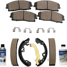 Detroit Axle - Front Ceramic Brake Pads + Rear Brake Shoes w/Brake Cleaner & Fluid for 2000 2001 2002 2003 2004 Ford Focus