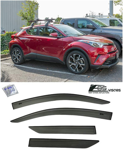 Extreme Online Store EOS Visors Replacement for 2018-Present Toyota C-HR | JDM Mugen Style Smoke Tinted Side Vents Rain Guard Window Deflectors