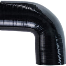 ID 3" (76mm), 90 Degree Elbow Coupler, Leg Length 3.5" (90mm), Wall Thickness 0.18" (4.5mm), 3-Ply Reinforced, 80 PSI Maximum Pressure, Universal Automotive Pure Silicone Hose, Black(No Logo)