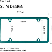 LivTee 4 Holes Stainless Steel License Plate Frames, 2 PCS Car Licence Plate Covers Slim Design with Bolts Washer Caps for US Vehicles, Green