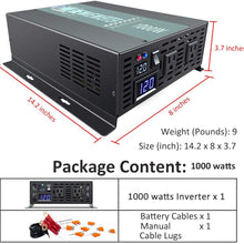 WZRELB RBP100012VCRT 1000W 12V 120V Pure Sine Wave Solar Power Inverter with Remote Control Switch