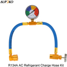 Aupoko R134A AC Refrigerant Charge Hose, 1/2’’ Acme Can Opener Tap Dispensing Valve, and Recharge Hose with Pressure Gauge, Fits for Car AC Air Conditioning Refrigerant