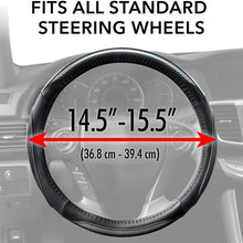 BDK UltraSport Steering Wheel Cover - Perforated Microfiber Leather with Carbon Fiber Detail & Contrast Stitching (Silver Chrome)