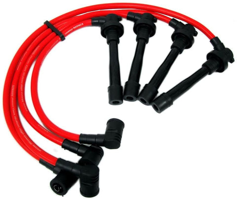 VMS RACING 94-01 10.2mm High Performance Engine SPARK PLUG WIRES Wire Set in RED Compatible with Honda Acura Integra RS LS GS SE B18A1 B18A2 DB7 DB8 Type R DOHC VTEC Non-VTEC B18 B18B 1994-2001