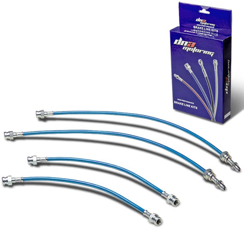 Replacement for Mazda RX-7 Stainless Steel Hose Brake Line Set (Blue) -Rear Drum FB 12A