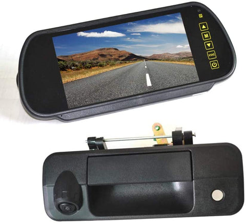Vardsafe VS435K Tailgate Handle Reverse Camera & 7 Inch Clip-on Rear View Mirror Monitor for Toyota Tundra (2007-2013)