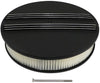 Assault Racing Products A6801-4PBK 14 x 3 Round Partial Polished Finned Top Black Aluminum Air Cleaner Assembly Retro