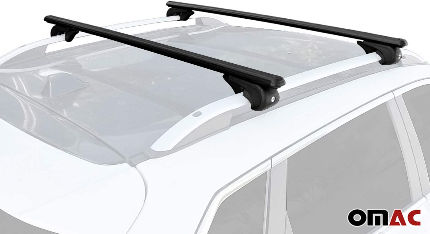 OMAC BOLDBAR Car SUV Black Roof Rack for Bike, Cargo, Luggage - Top Cross Bar Set - 2 Pieces 50