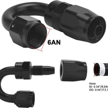 EVIL ENERGY 6AN Straight Swivel Hose End Fitting for Braided Fuel Line Aluminum Black 2PCS