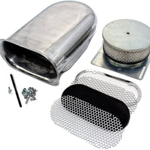 Assault Racing Products A8002 Polished Aluminum Hilborn Style Smooth Hood Air Scoop Kit - Single 4 BBL Carb