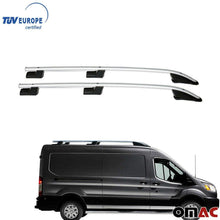 OMAC Silver Aluminum Top Roof Rack Side Rails Bars | Cross Bar Replacement for Rooftop Cargo Bag Luggage Kayak Canoe Carrier | 165 LBS / 75 KG Load Capacity - Set 2 Pcs | Fits Ford Transit 2014-2021