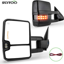 SCITOO Black Power Heated LED Signal Lights Side View Mirrors Fit 99-02 for Chevy/for GMC Silverado/Sierra Towing Mirrors Pair Set