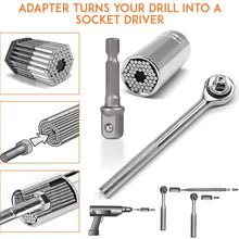 4PC Universal Socket Tool Set, 7mm- 19mm Magic Socket, Reversible Bushing Ratchet Wrench, Sockets Adapter, Drill Bit Extension, Gifts For Motorcycle Enthusiasts Handyman, Father/Dad, Husband Boyfriend