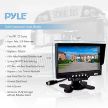 Pyle PLCMTR72 Weatherproof Rearview Backup Camera and Monitor Video System for Bus, Truck, Trailer and Van (2 Cams, 7'' Monitor, Dual DC 12-24V), Black