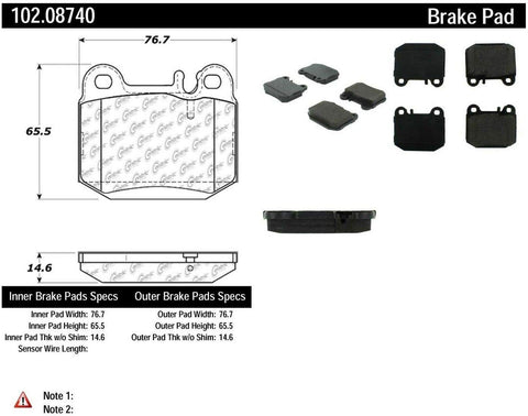 Centric Parts 102.08740 102 Series Semi Metallic Standard Brake Pad