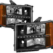 Spyder Auto GMC Sierra 07-13 Headlights with Daytime LED Running Light - Black 9037429