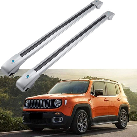 MotorFansClub Roof Rack Cross Bars Fit for Compatible with Jeep Renegade 2015 2016 2017 2018, Aluminum Luggage Rack Crossbars Cargo Roof top Bag Carrier Carrying Bike Kayak Canoe