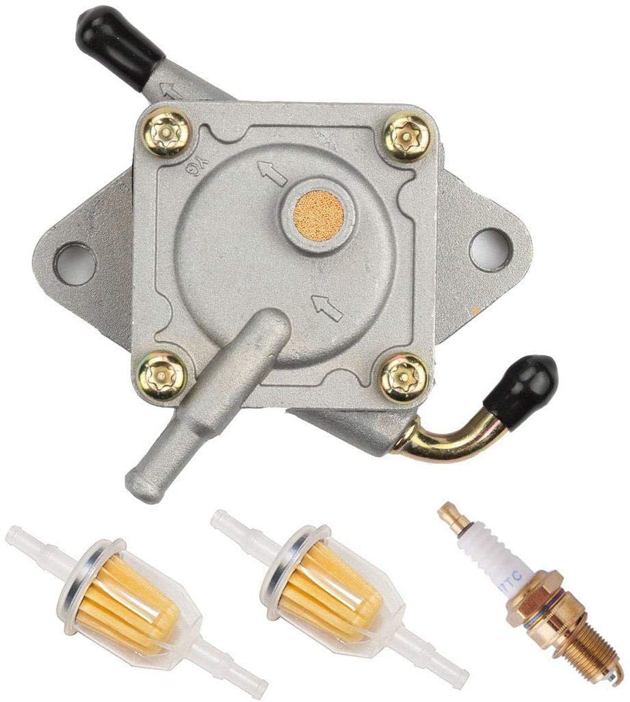 Podoy Club Car Fuel Pump for Gas Golf Cart Tune Up Kit with Fuel Filter Spark Plug DS Precedent from 1984 to Present 290FE 350FE Compatible with Kawasaki Engine 1014523