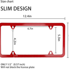 LivTee 4 Holes Stainless Steel License Plate Frames, 2 PCS Car Licence Plate Covers Slim Design with Bolts Washer Caps for US Vehicles, Red